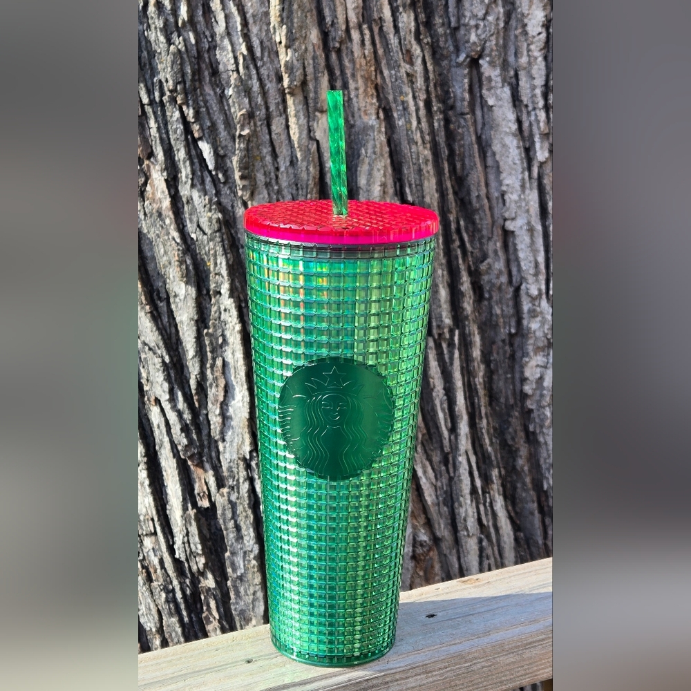 Starbucks 2023 Spring Release Watermelon Green Sprout Grid Venti 24oz. Tumbler